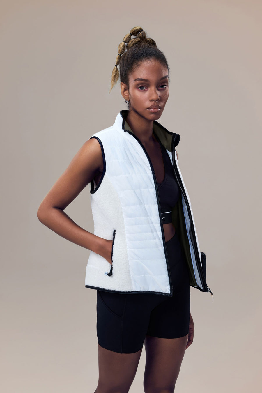 Neige Contoured Recycled Nylon and Fleece Vest with Sustainable Padding and Detachable Coin Purse