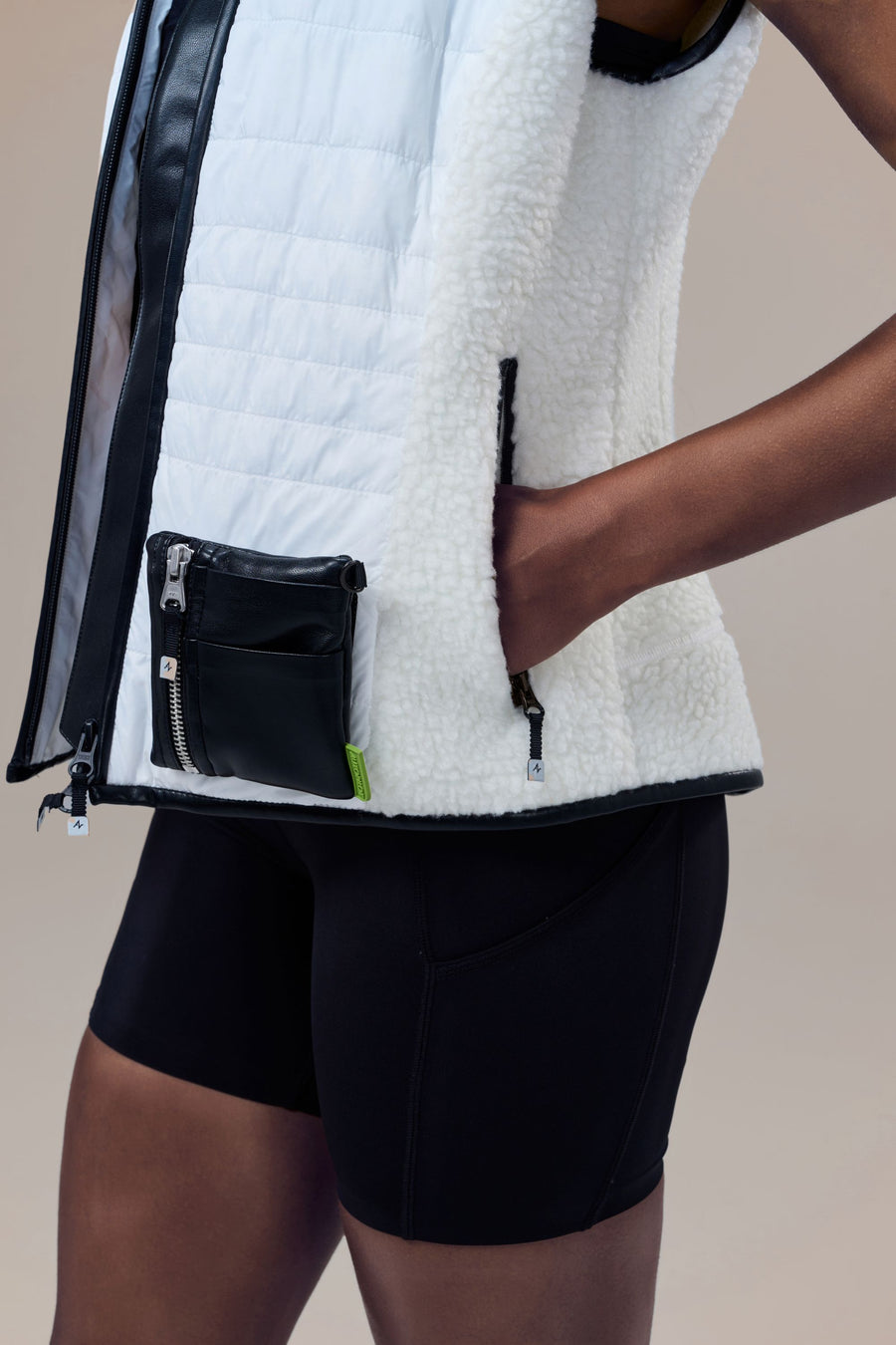 Neige Contoured Recycled Nylon and Fleece Vest with Sustainable Padding and Detachable Coin Purse