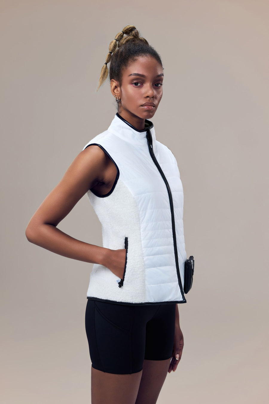 Neige Contoured Recycled Nylon and Fleece Vest with Sustainable Padding and Detachable Coin Purse