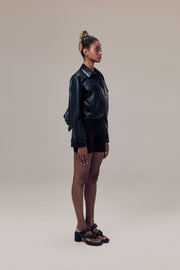 Gilda Vegan Leather Water-Repellent Trucker Jacket with Natural Pigment