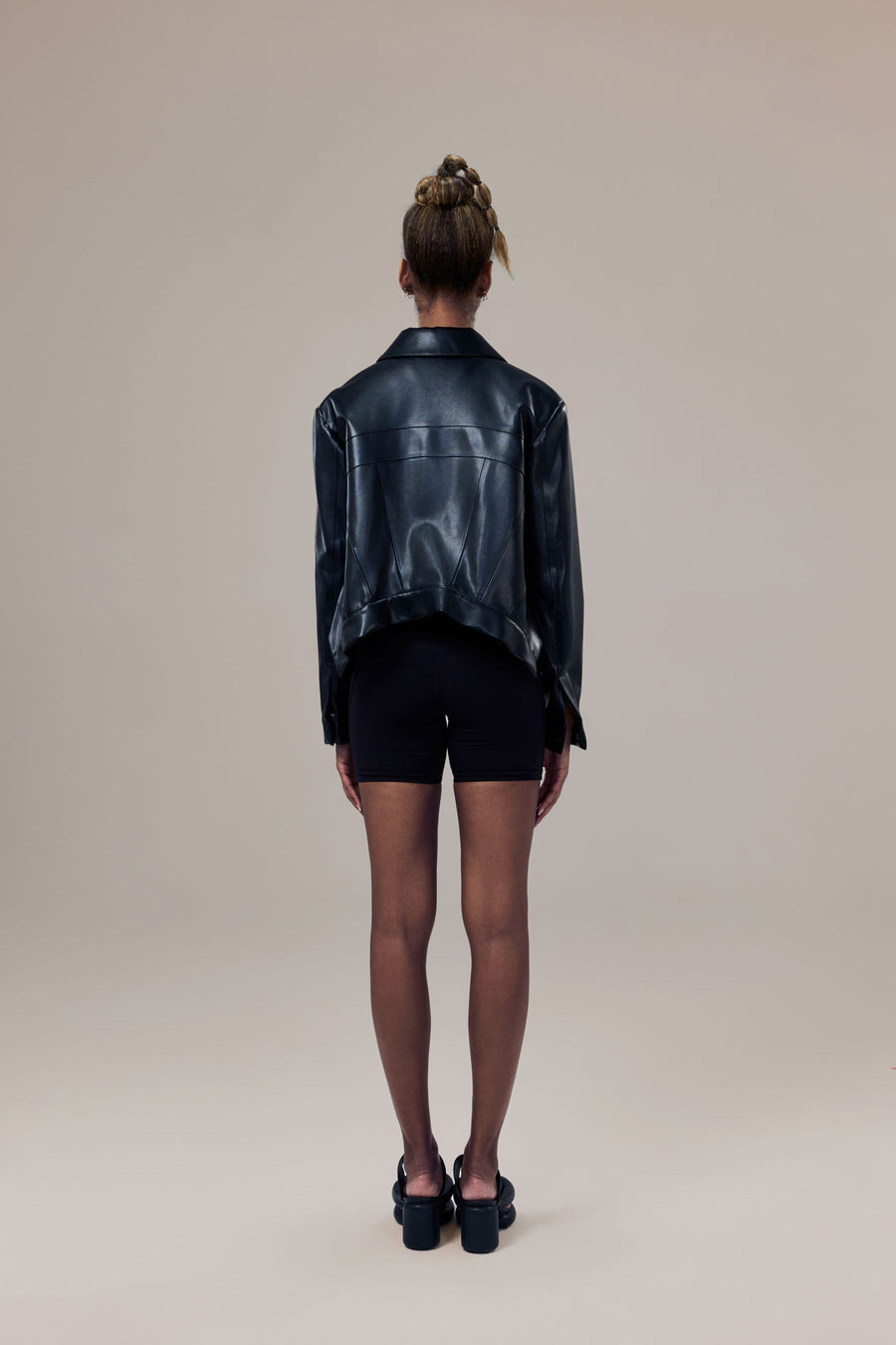 Gilda Vegan Leather Water-Repellent Trucker Jacket with Natural Pigment