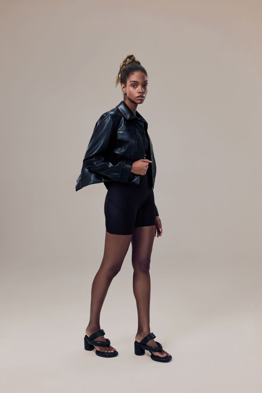 Gilda Vegan Leather Water-Repellent Trucker Jacket with Natural Pigment
