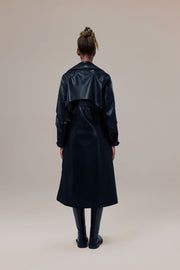 Miller Waterproof Sustainable Vegan Leather Trench with Flared Skirt