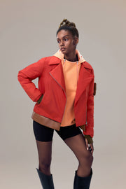 Mischa Recycled Polyester Biker Jacket with Sustainable Padding and Detachable Coin Purse