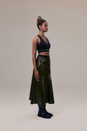 Rhodes Glossy Water-Resistent Knee-Length Skirt with Side Pockets