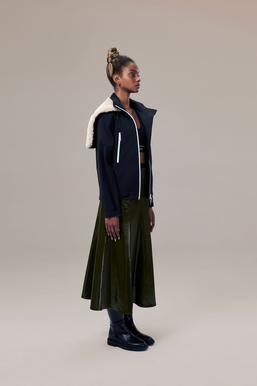 Altitude Water-Resistent Flight Jacket with Faux Fur Zip-Down Detachable Hood