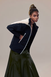 Altitude Water-Resistent Flight Jacket with Faux Fur Zip-Down Detachable Hood