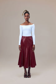 Rhodes Glossy Water-Resistent Knee-Length Skirt with Side Pockets