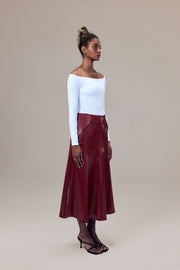 Rhodes Glossy Water-Resistent Knee-Length Skirt with Side Pockets