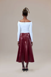 Rhodes Glossy Water-Resistent Knee-Length Skirt with Side Pockets