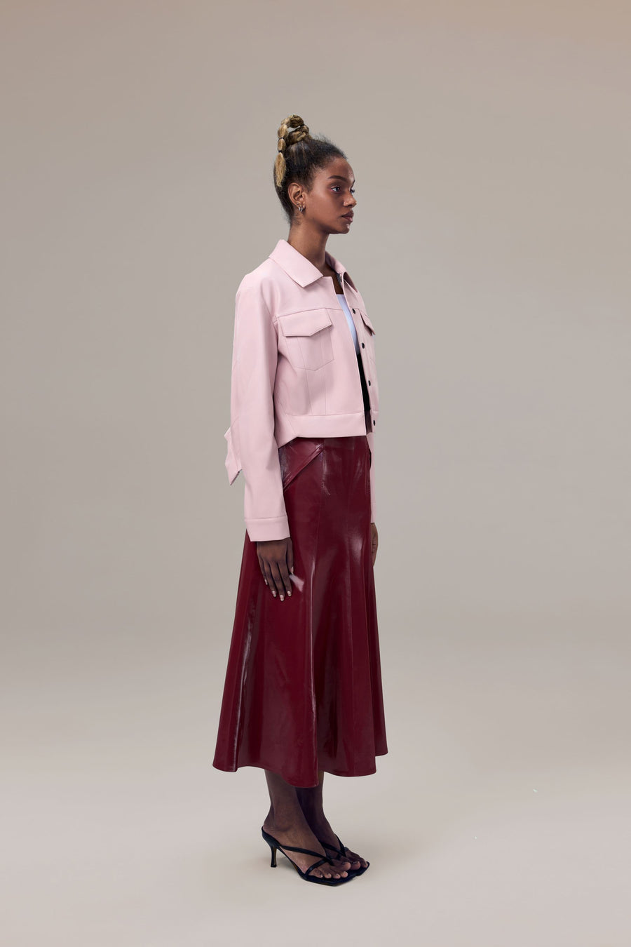 Gilda Vegan Leather Water-Repellent Trucker Jacket with Natural Pigment
