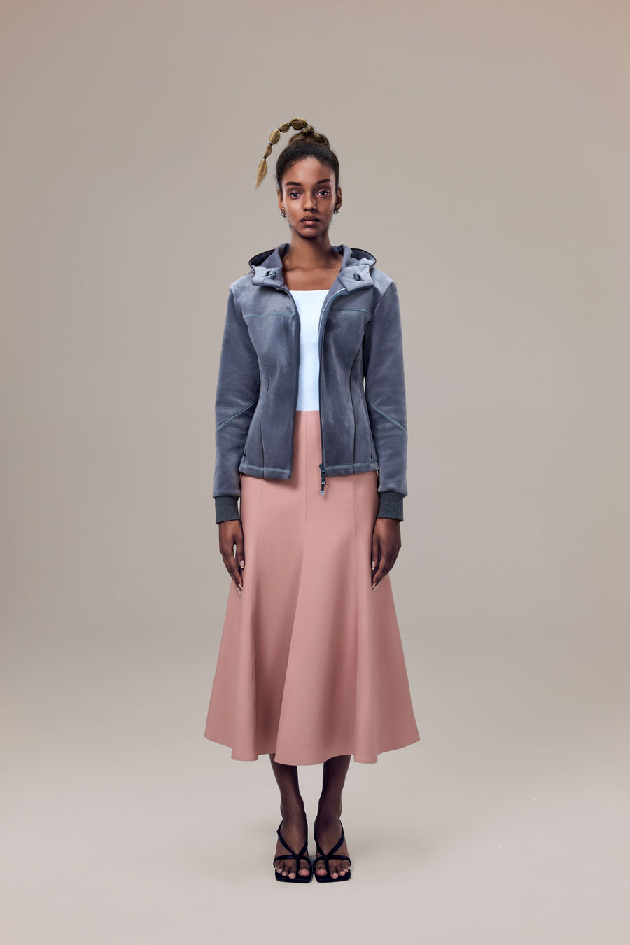 Hazel Water-Repellent Sustainable Vegan Leather Skirt with Natural Pigment