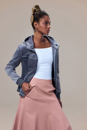 Hazel Water-Repellent Sustainable Vegan Leather Skirt with Natural Pigment
