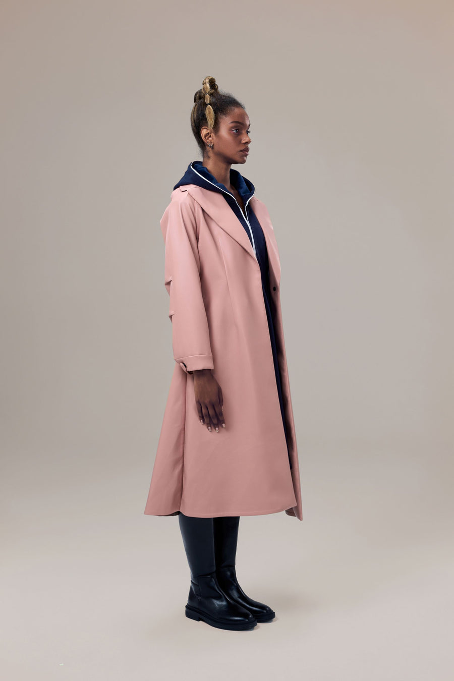 Miller Waterproof Sustainable Vegan Leather Trench with Flared Skirt