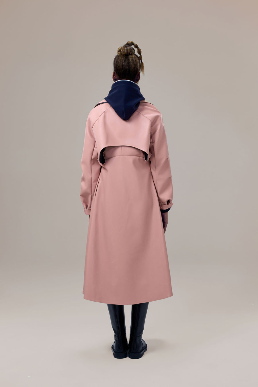 Miller Waterproof Sustainable Vegan Leather Trench with Flared Skirt