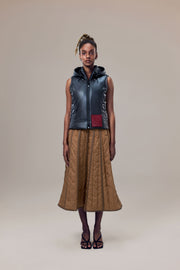 Odette A-Line Waterproof Skirt with Sustainable Padding and Vegan Leather Trim