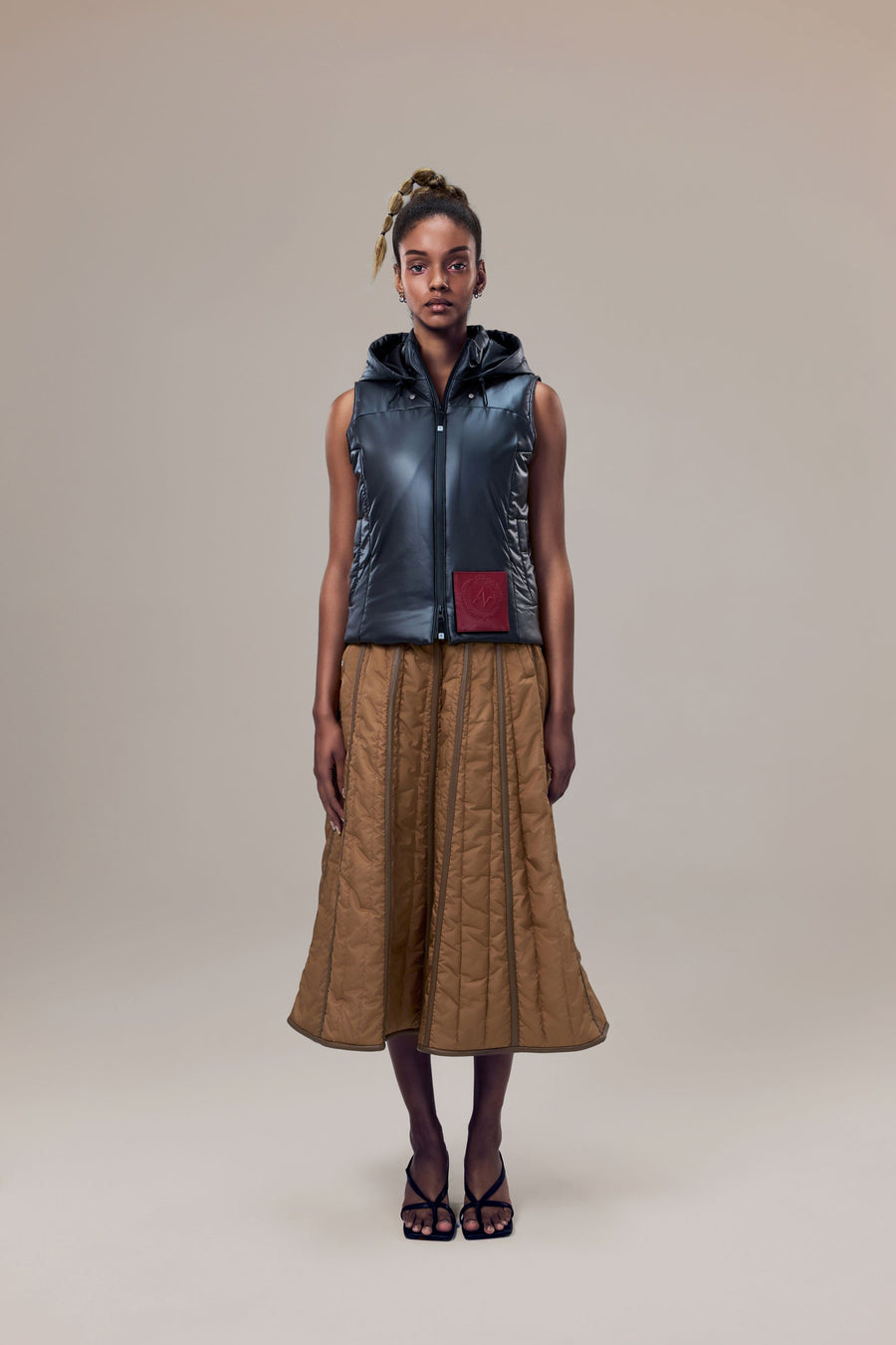 Odette A-Line Waterproof Skirt with Sustainable Padding and Vegan Leather Trim