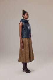 Odette A-Line Waterproof Skirt with Sustainable Padding and Vegan Leather Trim