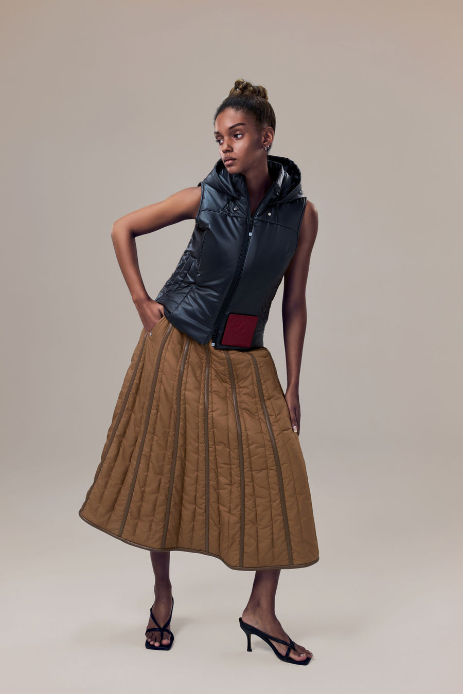 Odette A-Line Waterproof Skirt with Sustainable Padding and Vegan Leather Trim