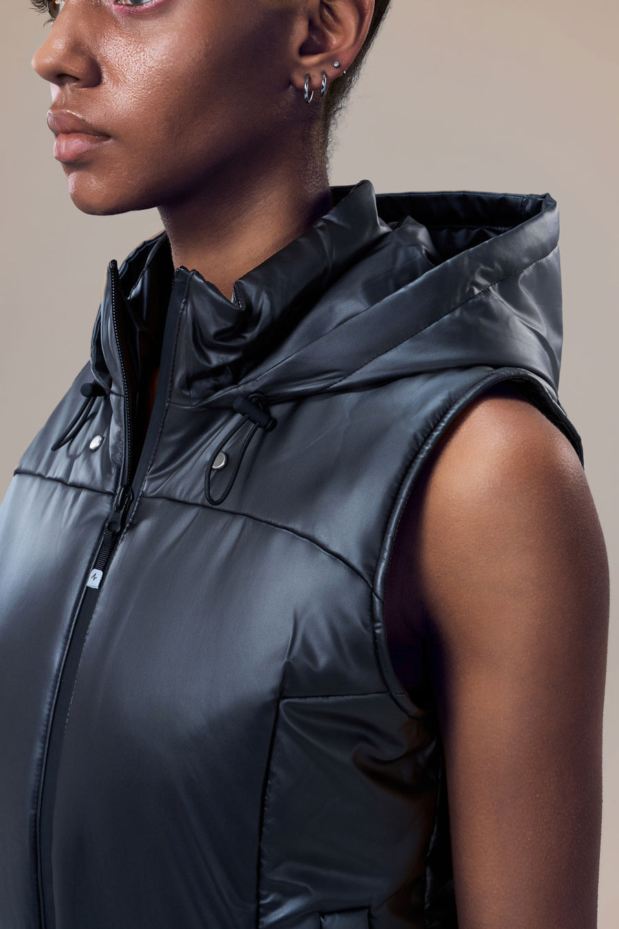 Theo Lightweight Padded Vest with Packable Hood and Detachable Card Holder