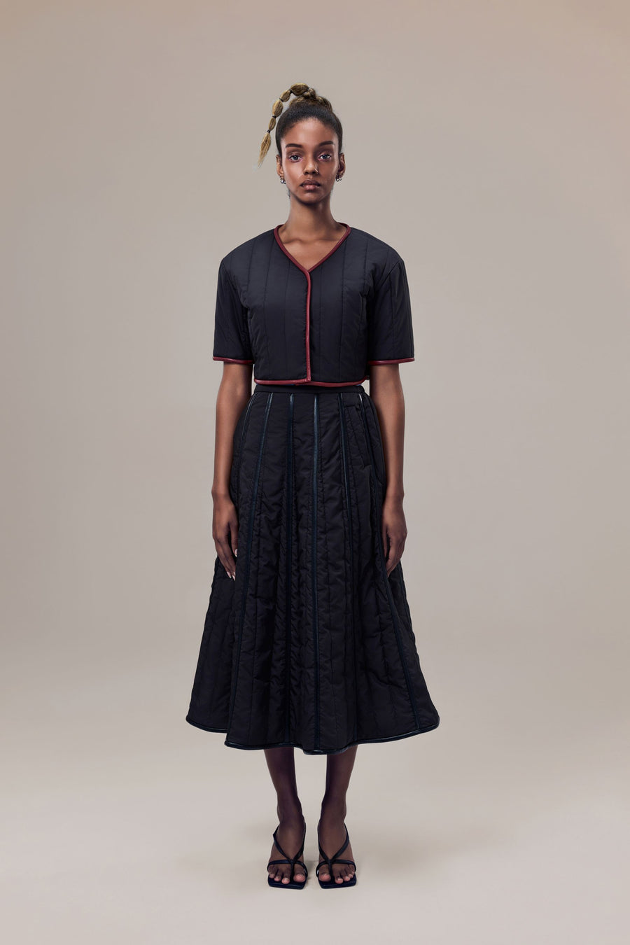 Odette A-Line Waterproof Skirt with Sustainable Padding and Vegan Leather Trim