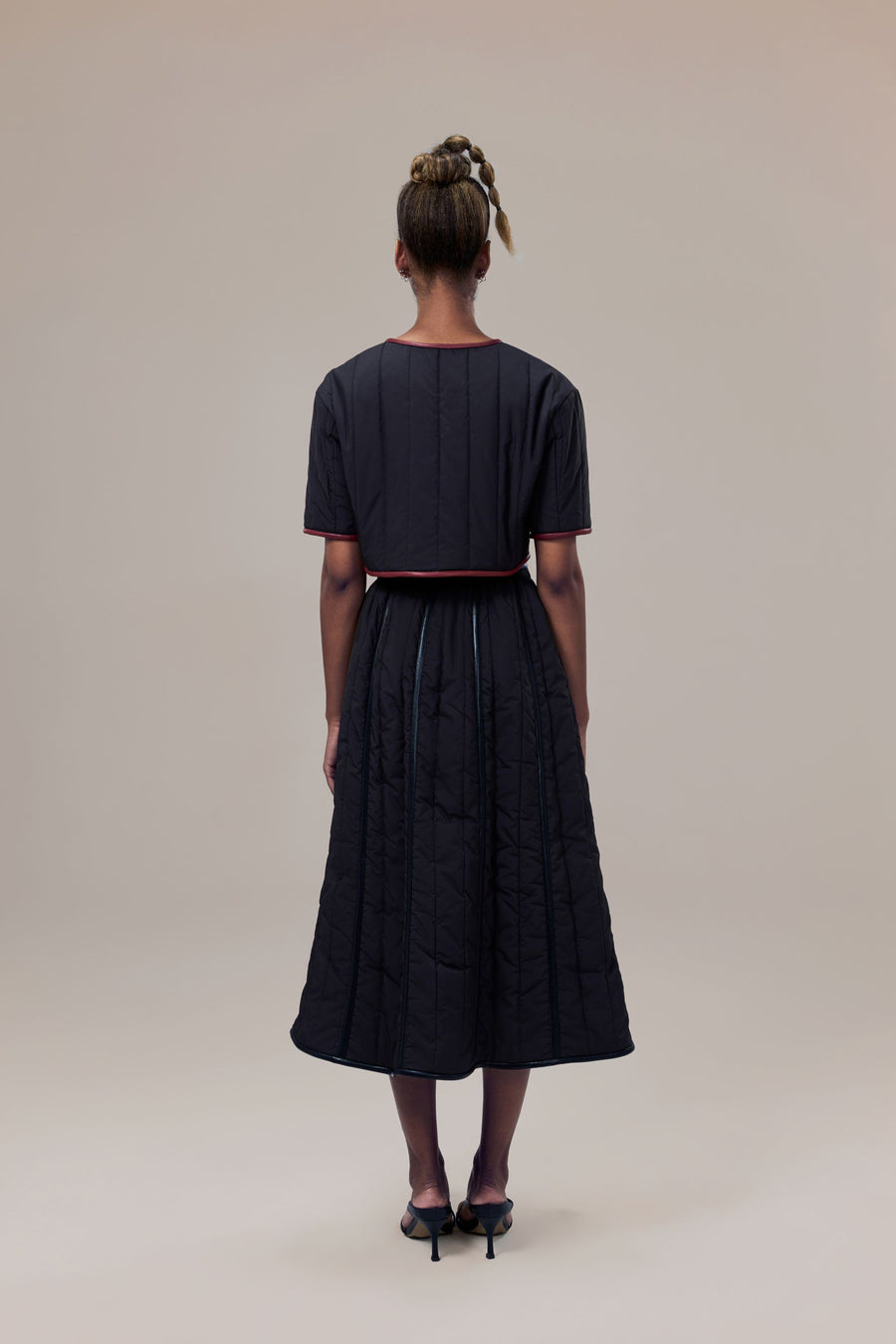 Odette A-Line Waterproof Skirt with Sustainable Padding and Vegan Leather Trim