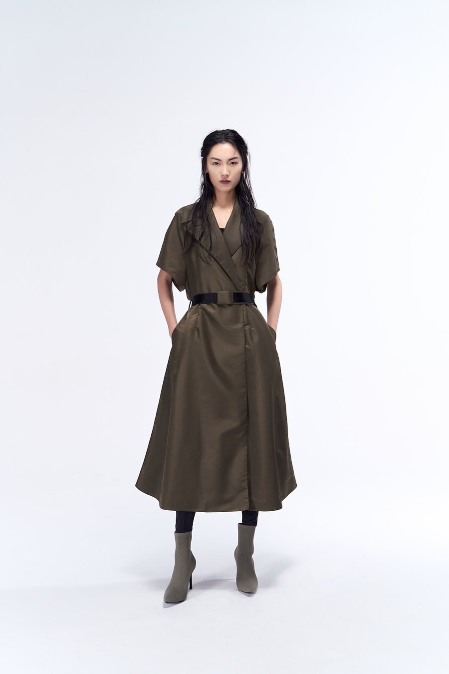 Milano Short-Sleeve Belted Dress