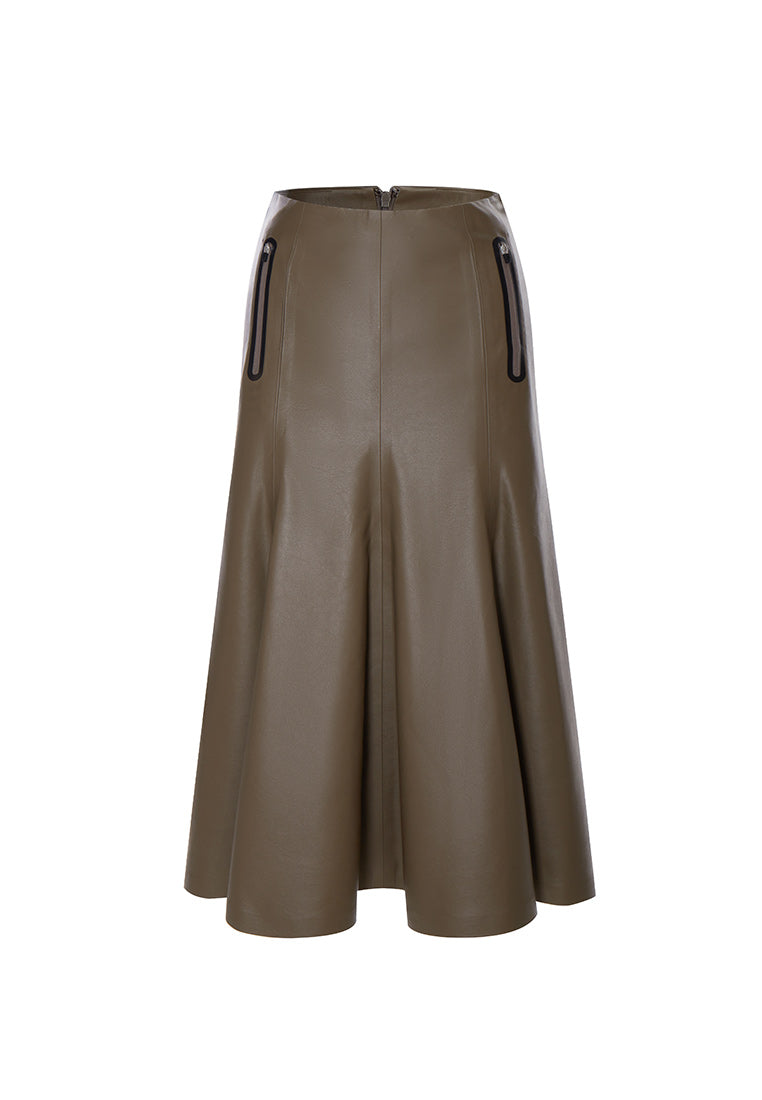 Women Taupe vegan leather Skirt