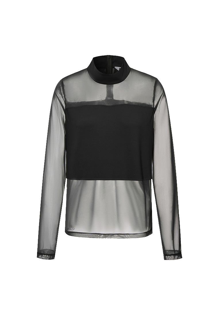 black see through top long sleeve