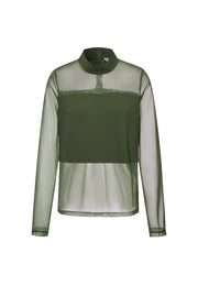 Women Green see through top long sleeve