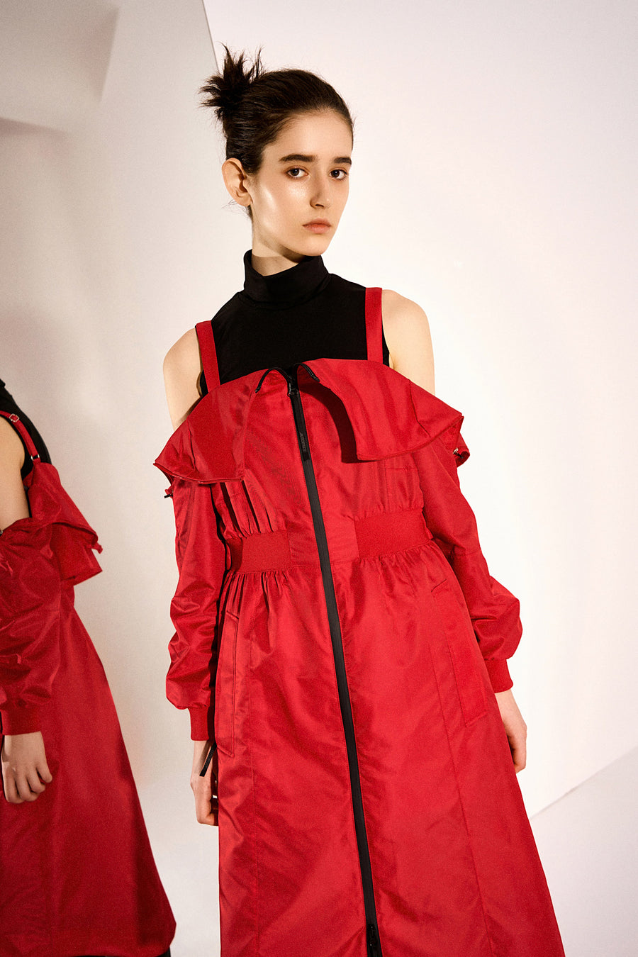 Bellissima Water and Wind-resistant Mid-length Convertible Flight Bomber Coat Dress