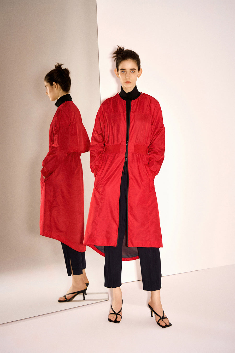 Bellissima Water and Wind-resistant Mid-length Convertible Flight Bomber Coat Dress