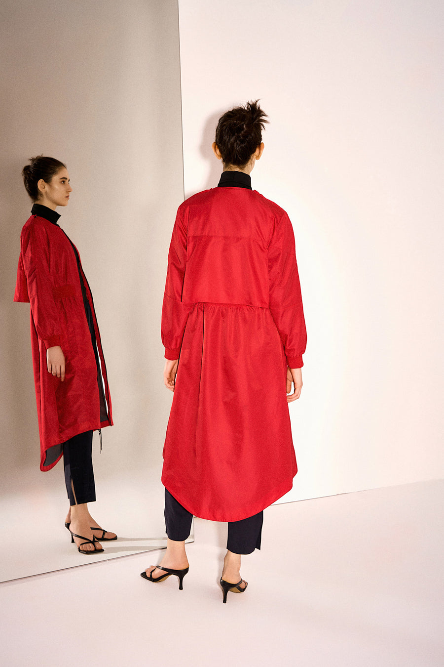 Bellissima Water and Wind-resistant Mid-length Convertible Flight Bomber Coat Dress