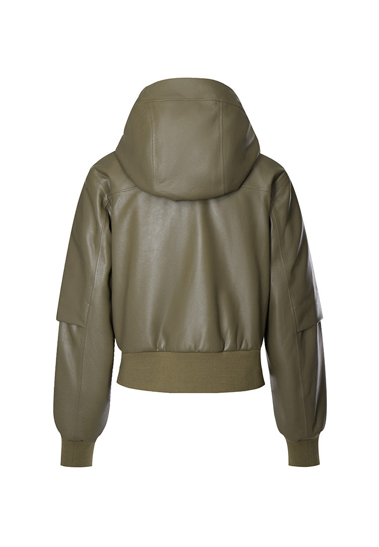 Leia Vegan Leather Bomber Jacket
