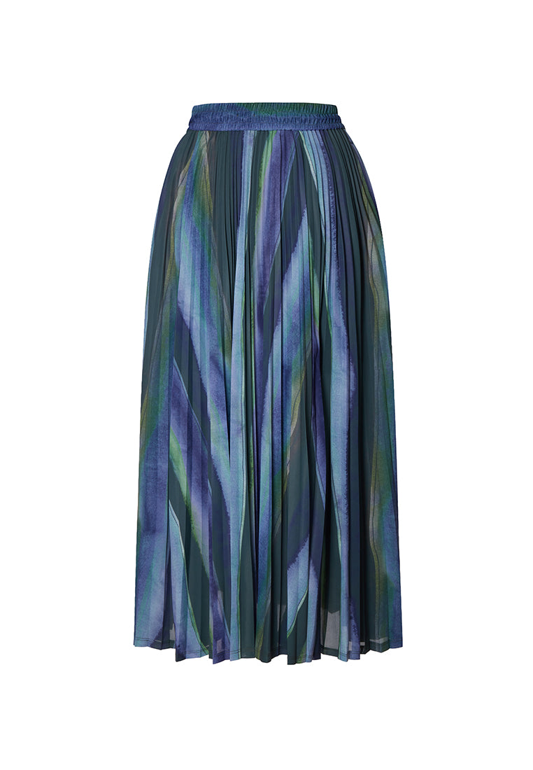 Alpha Pleated Drawstring Midi Skirt with Side Pockets