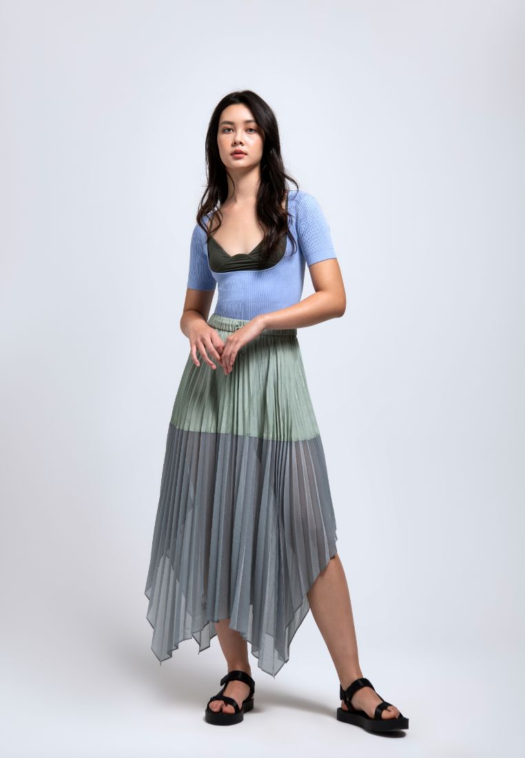 Poised Pleated Panelled Skirt
