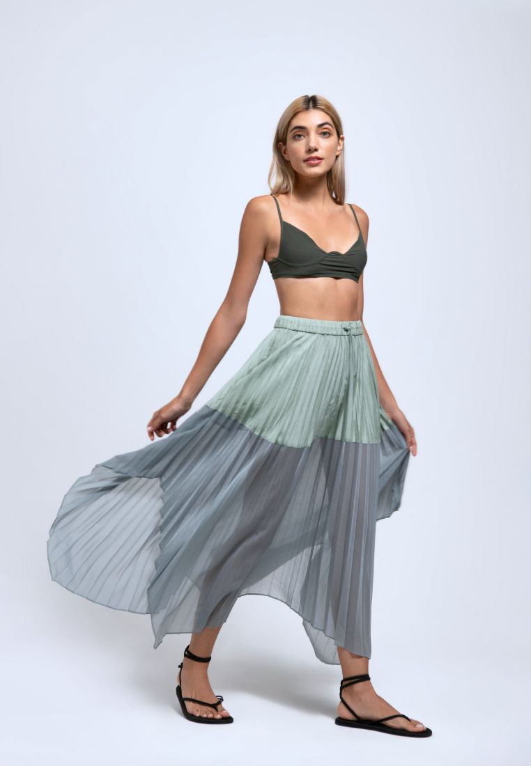 Poised Pleated Panelled Skirt