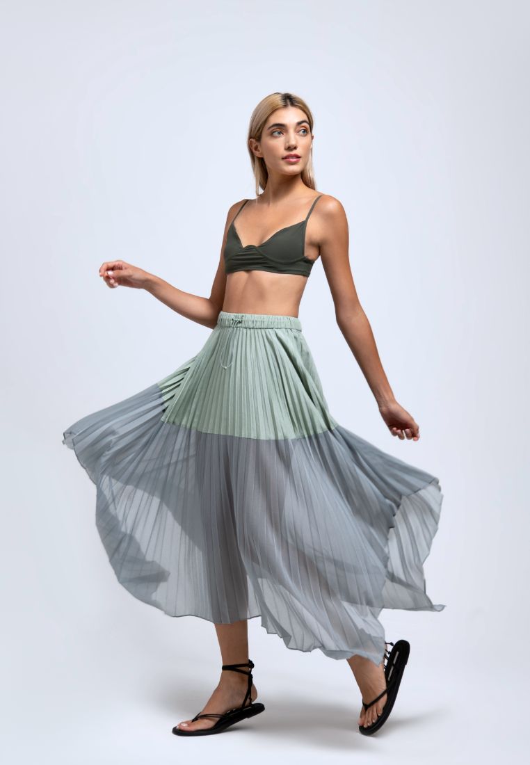 Poised Pleated Panelled Skirt