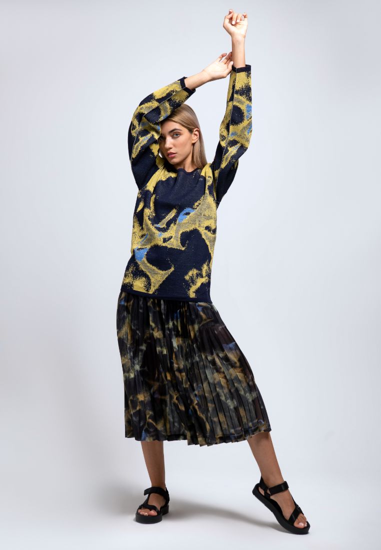 Poised Pleated Drawstring Skirt
