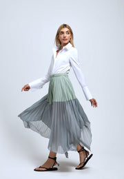 Poised Pleated Panelled Skirt