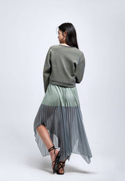 Poised Pleated Panelled Skirt