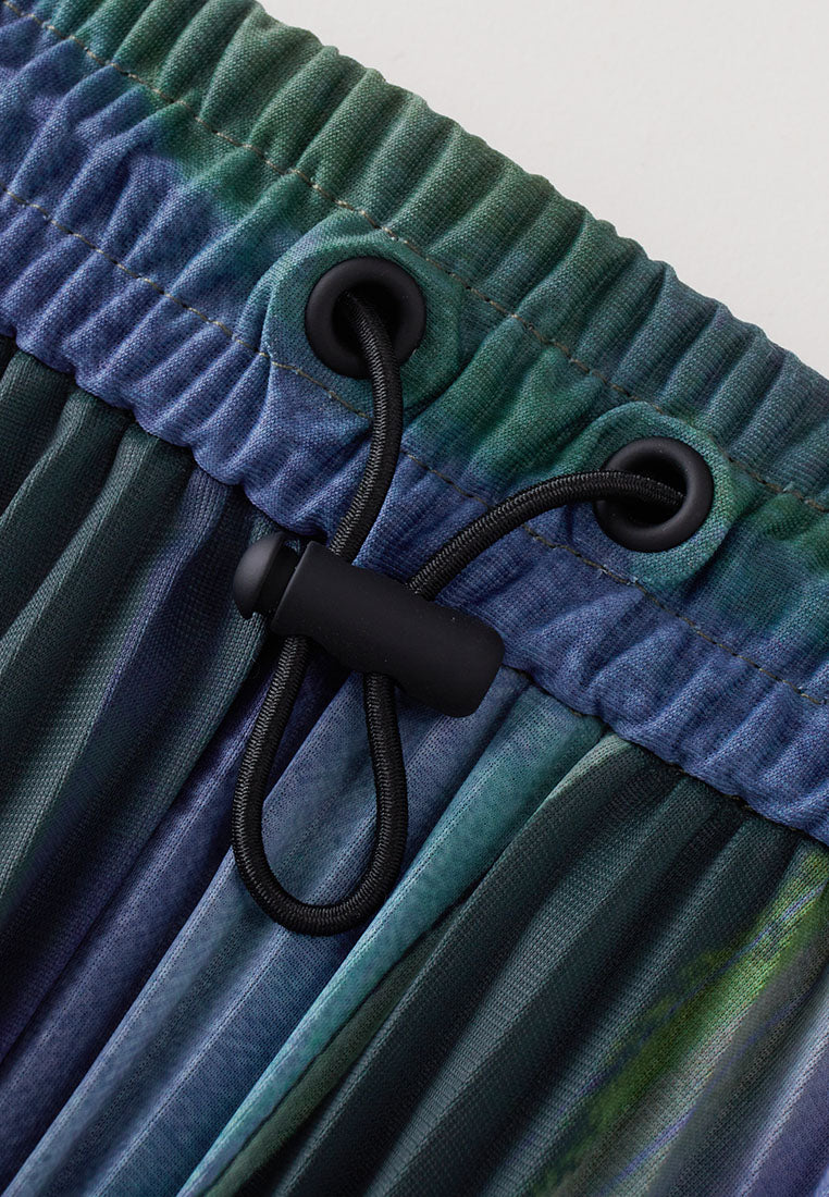 Alpha Pleated Drawstring Midi Skirt with Side Pockets