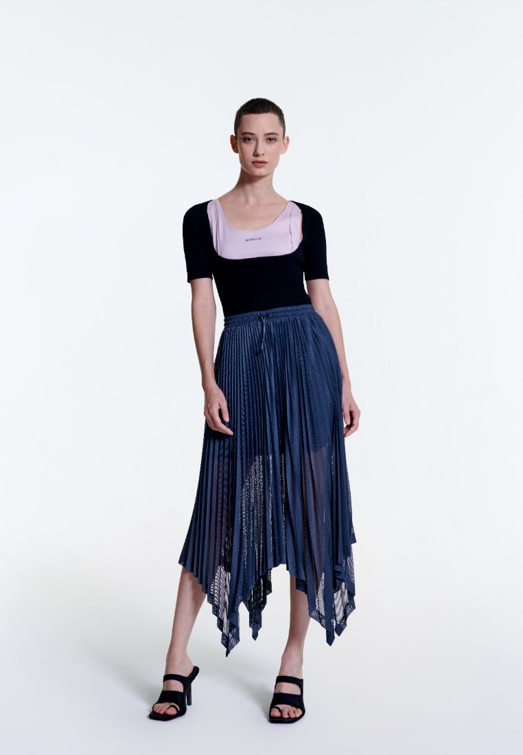 Poised Asymmetric Pleated Skirt