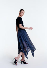 Poised Asymmetric Pleated Skirt