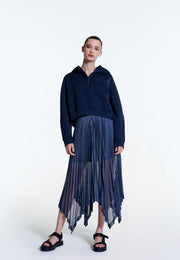 Poised Asymmetric Pleated Skirt