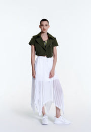 Poised Asymmetric Pleated Skirt