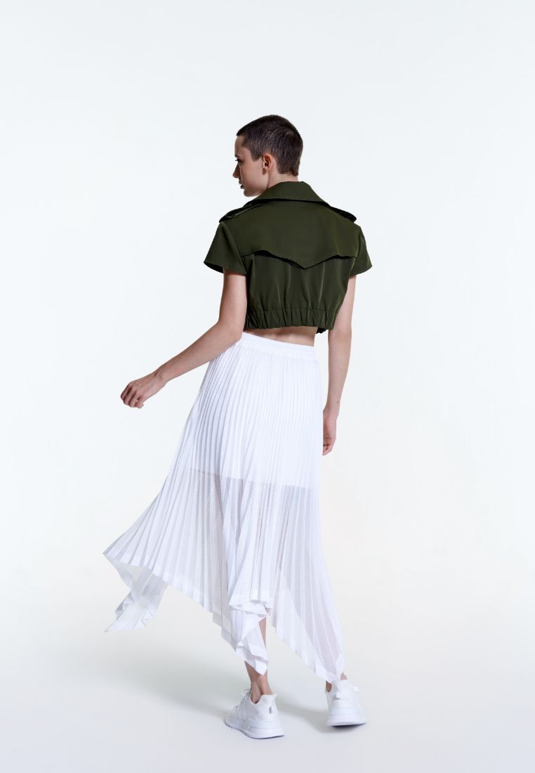Poised Asymmetric Pleated Skirt