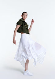 Poised Asymmetric Pleated Skirt