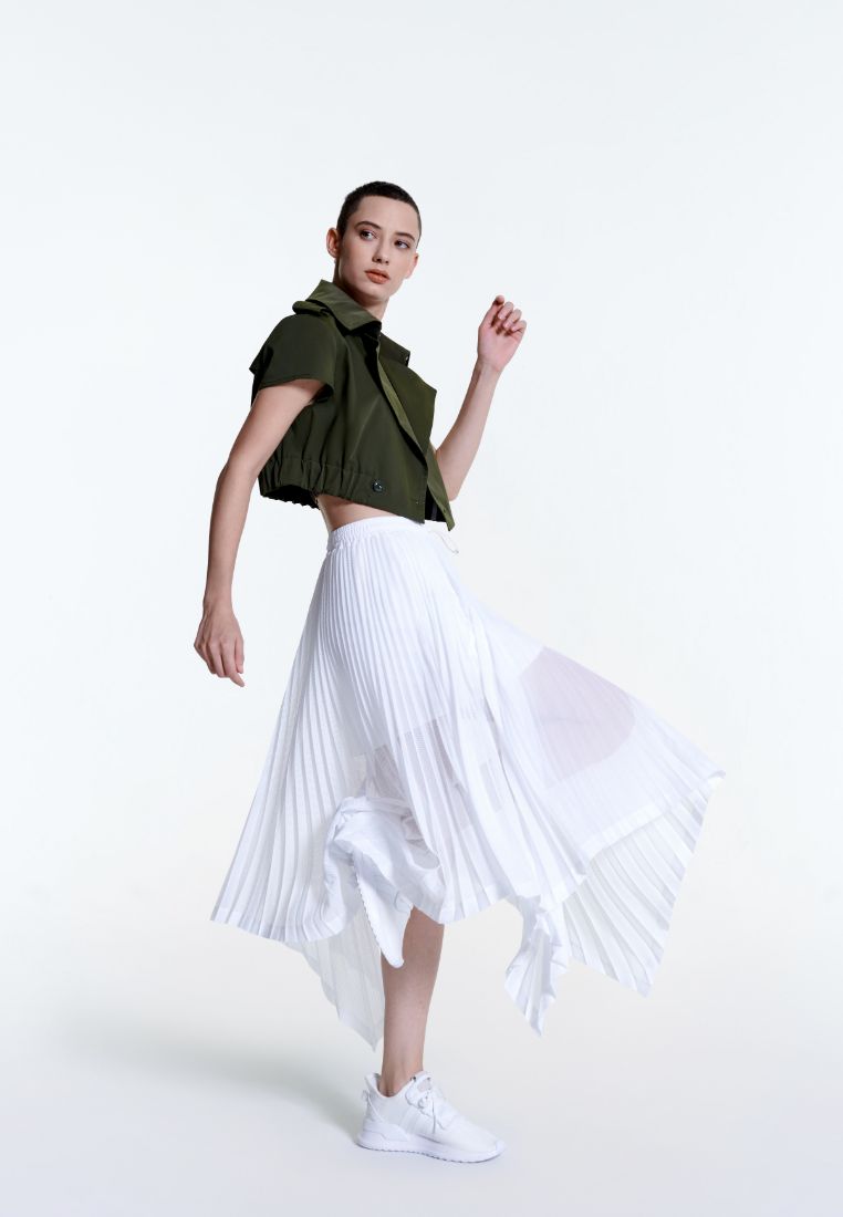 Poised Asymmetric Pleated Skirt