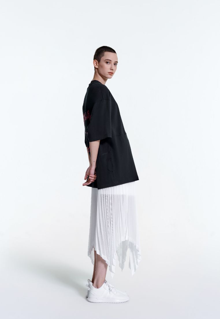 Poised Asymmetric Pleated Skirt